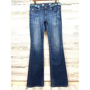 AG Angel Bootcut Jeans Womens 29 R Blue Denim Beaded Aztec Belt Designer